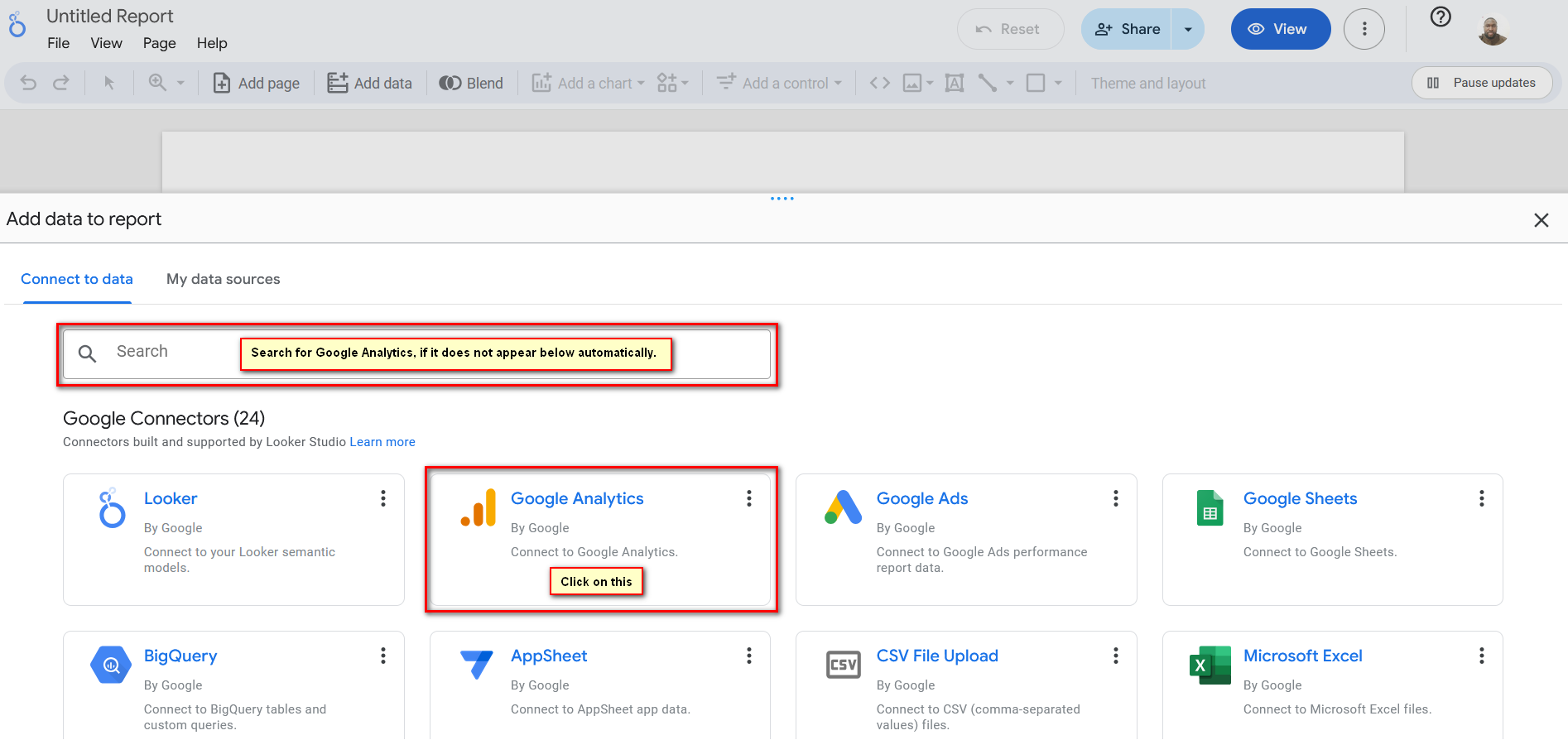 how do I link google analytics 4 to looker studio